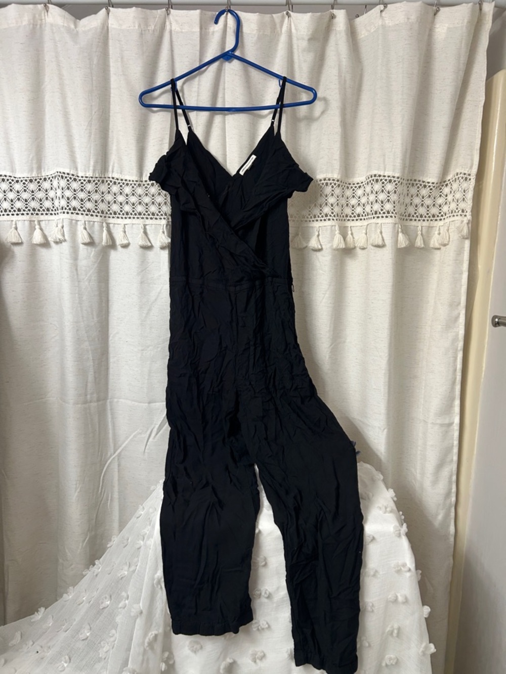 American Eagle Outfitters Black Sleeveless Wrap Jumpsuit